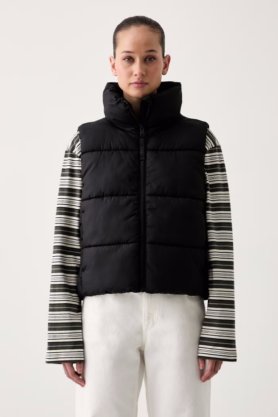 Γυναικείο μαύρο αμάνικο μπουφάν - DKNY DP6V3145 Γυναικείο μαύρο αμάνικο μπουφάν - DKNY DP6V3145