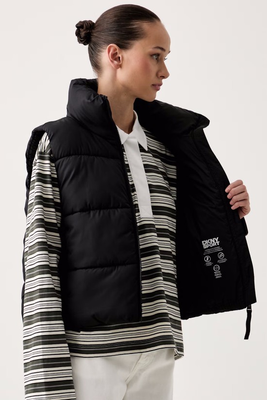 Γυναικείο μαύρο αμάνικο μπουφάν - DKNY DP6V3145 Γυναικείο μαύρο αμάνικο μπουφάν - DKNY DP6V3145