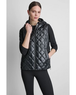 Γυναικείο μαύρο καπιτονέ αμάνικο μπουφάν - DKNY DP6V3180