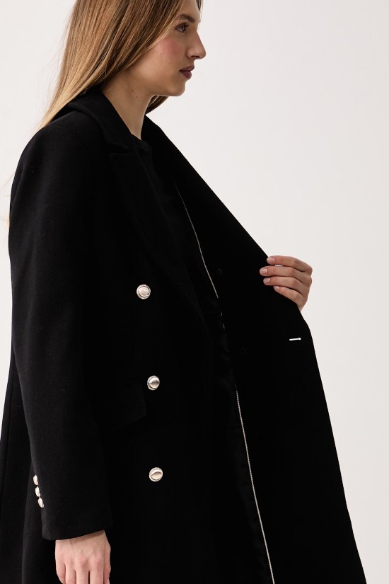 Γυναικείο μαύρο μάλλινο παλτό - DKNY DLEMWZ36