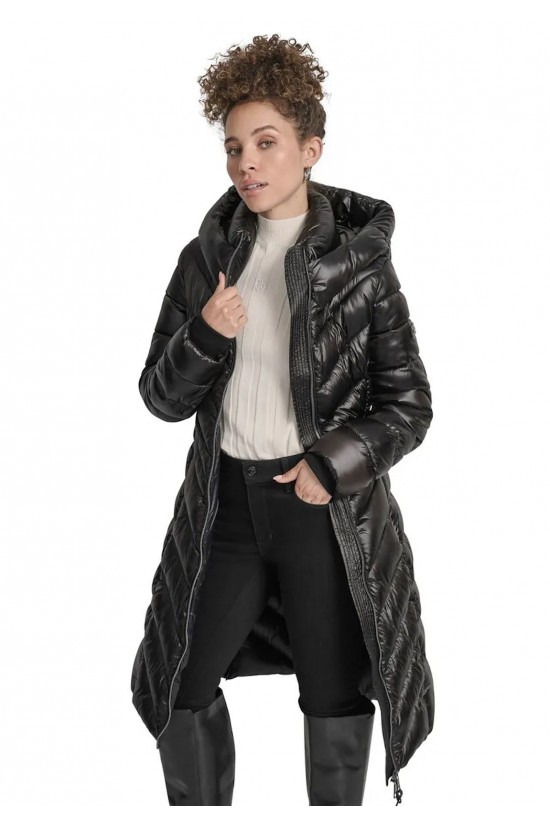 Γυναικείο μαύρο puffer μπουφάν - DKNY DLEMPW58 Γυναικείο μαύρο puffer μπουφάν - DKNY DLEMPW58