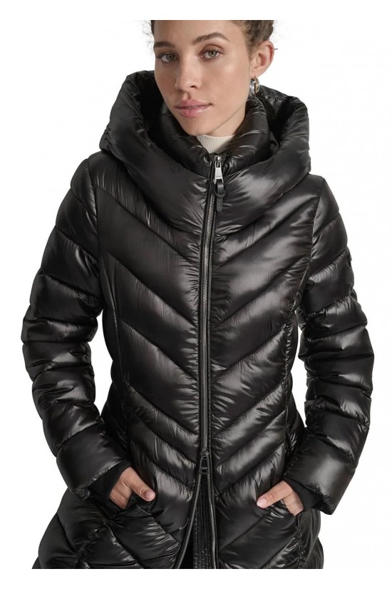 Γυναικείο μαύρο puffer μπουφάν - DKNY DLEMPW58 Γυναικείο μαύρο puffer μπουφάν - DKNY DLEMPW58
