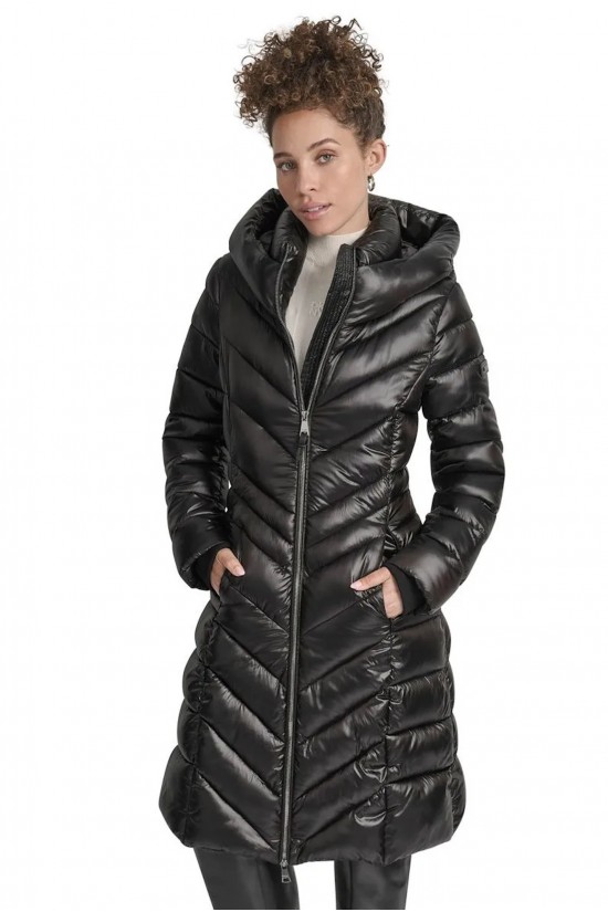 Γυναικείο μαύρο puffer μπουφάν - DKNY DLEMPW58 Γυναικείο μαύρο puffer μπουφάν - DKNY DLEMPW58