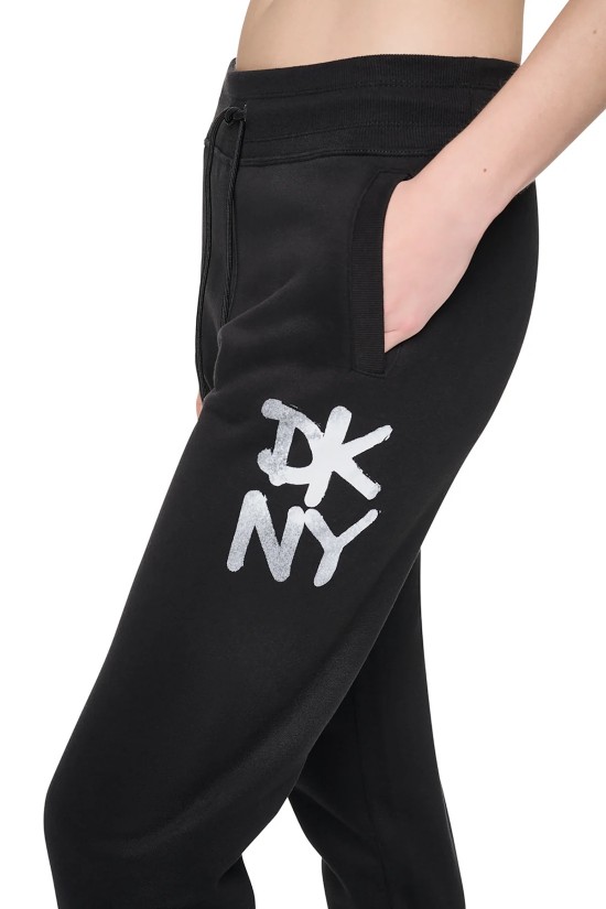 Γυναικείο μαύρο jogger παντελόνι - DKNY Graffiti logo DP6P3959