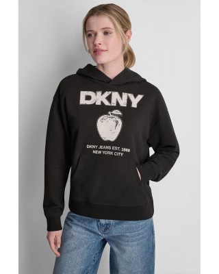 Γυναικείο μαύρο φούτερ με λογότυπο - DKNY DJ6T1805 Γυναικείο μαύρο φούτερ με λογότυπο - DKNY DJ6T1805