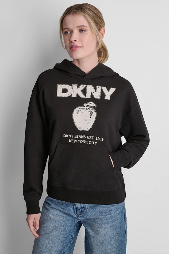 Γυναικείο μαύρο φούτερ με λογότυπο - DKNY DJ6T1805 Γυναικείο μαύρο φούτερ με λογότυπο - DKNY DJ6T1805