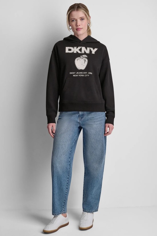 Γυναικείο μαύρο φούτερ με λογότυπο - DKNY DJ6T1805 Γυναικείο μαύρο φούτερ με λογότυπο - DKNY DJ6T1805