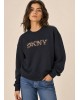 Γυναικείο μαύρο φούτερ με λεοπάρ λογότυπο - DKNY DP6T1829 Γυναικείο μαύρο φούτερ με λεοπάρ λογότυπο - DKNY DP6T1829