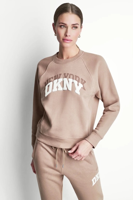 Γυναικείο καφέ φούτερ με λογότυπο - DKNY DP6T1755 Γυναικείο καφέ φούτερ με λογότυπο - DKNY DP6T1755