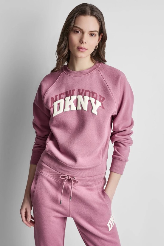 Γυναικείο ροζ φούτερ με λογότυπο - DKNY DP6T1755 Γυναικείο ροζ φούτερ με λογότυπο - DKNY DP6T1755