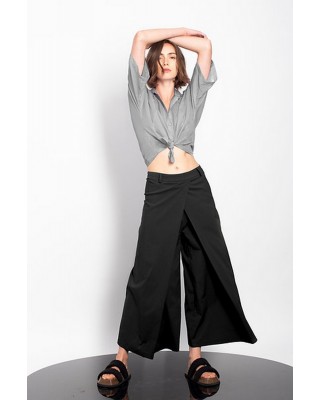 Γυναικείο μαύρο cross front cropped παντελόνι - Gaffer&Fluf PT86000.22