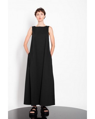 Γυναικείο μαύρο μάξι αμάνικο φόρεμα - Gaffer&Fluf DR25.21000.22