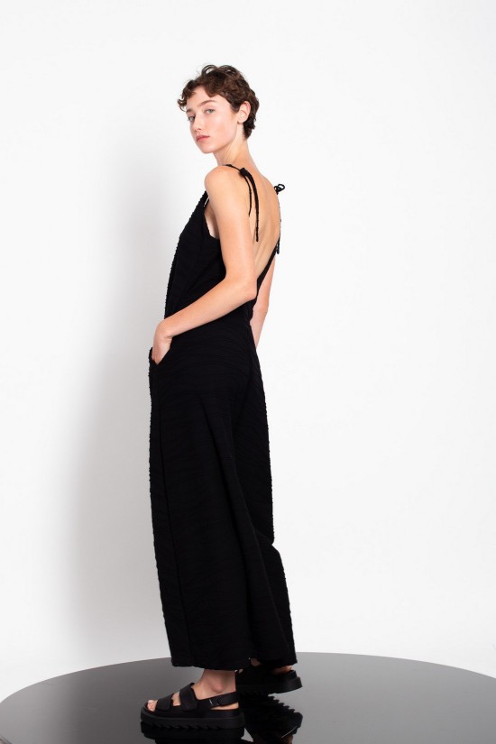 Γυναικεία μαύρη ολόσωμη φόρμα V neck - Gaffer&Fluf JS25.29002.51