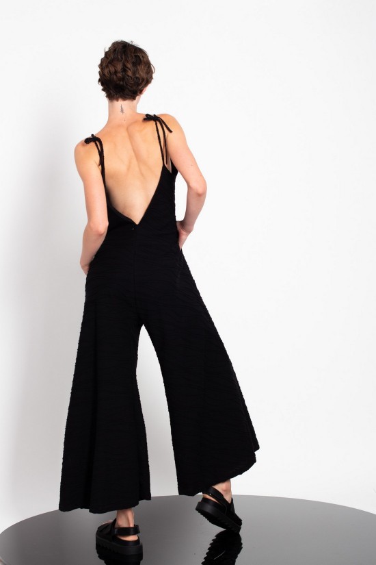 Γυναικεία μαύρη ολόσωμη φόρμα V neck - Gaffer&Fluf JS25.29002.51
