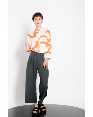 Γυναικείο μαύρο cropped παντελόνι με πιέτα - Gaffer&Fluf PT25.20719.87