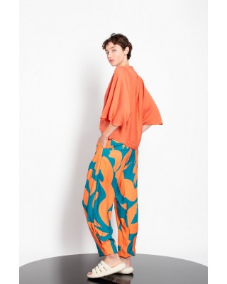 Γυναικείο παντελόνι αστραγάλου με πιέτα και μοτίβο - Gaffer&Fluf PT25.28707.70