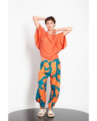 Γυναικείο παντελόνι αστραγάλου με πιέτα και μοτίβο - Gaffer&Fluf PT25.28707.70