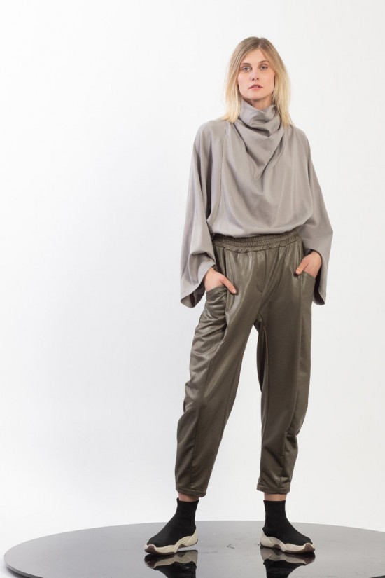 Coated Pleated Pegged Pants- Gaffer&Fluf PT35402.50 Coated Pleated Pegged Pants- Gaffer&Fluf PT35402.50