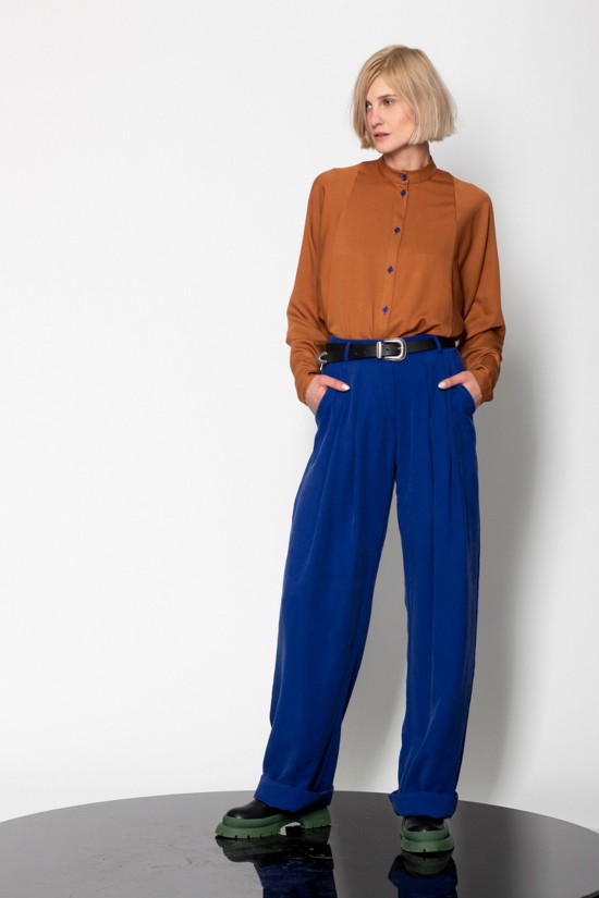 Straight loose pleated pants- Gaffer&Fluf PT50001.13