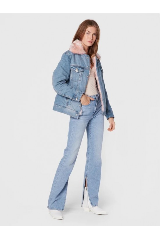 Liu Jo denim jacket with pink lining - UF2089D4751 Liu Jo denim jacket with pink lining - UF2089D4751