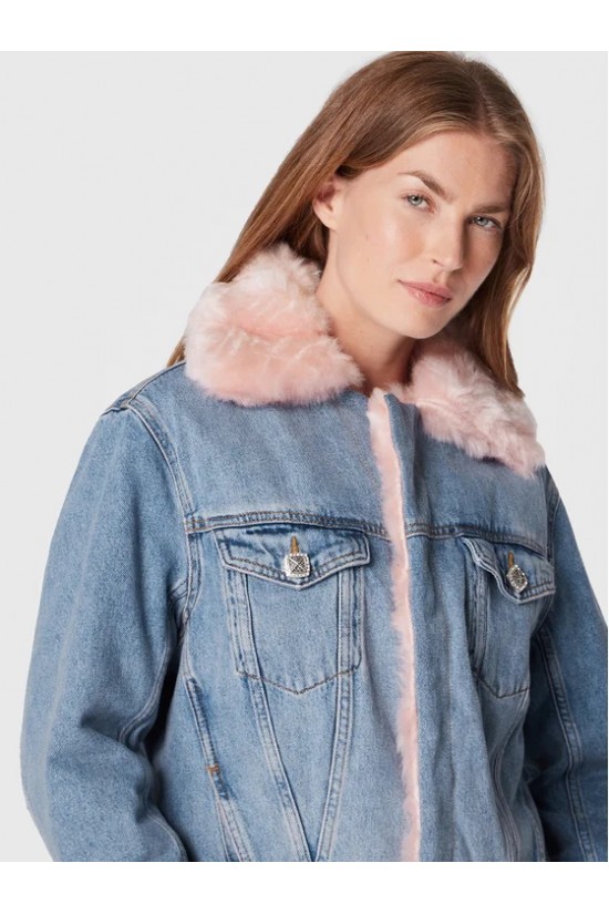 Liu Jo denim jacket with pink lining - UF2089D4751 Liu Jo denim jacket with pink lining - UF2089D4751