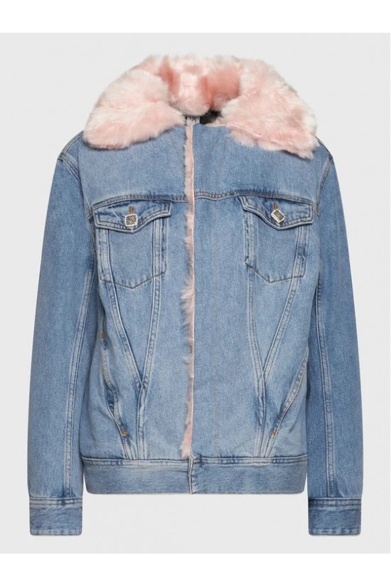 Liu Jo denim jacket with pink lining - UF2089D4751 Liu Jo denim jacket with pink lining - UF2089D4751