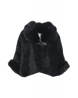 Γυναικεία μαύρη κάπα με γούνα - Liu Jo 2F5051T0300