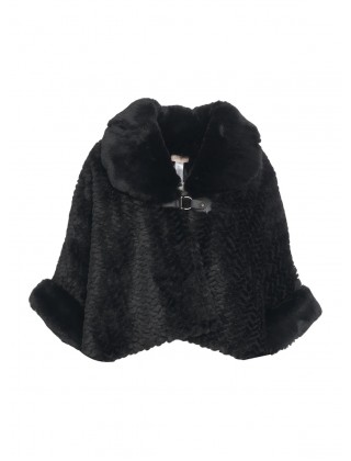 Women's black cape with fur - Liu Jo 2F5051T0300