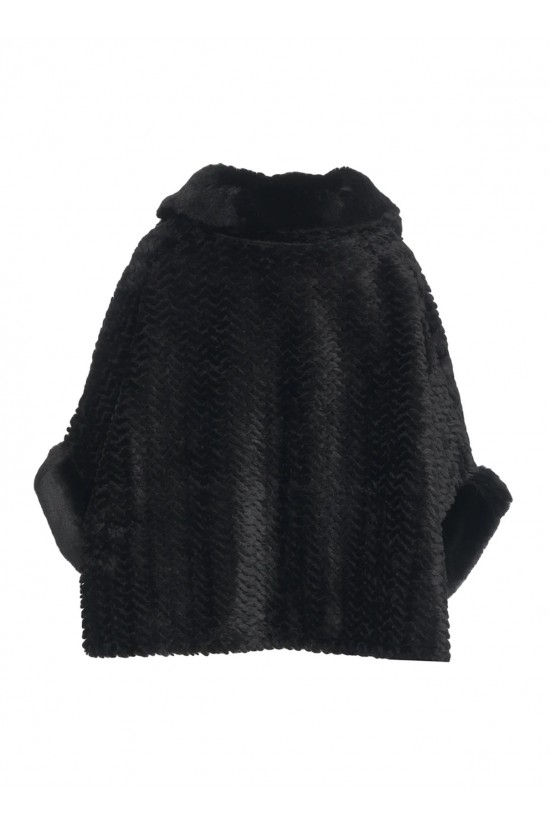 Γυναικεία μαύρη κάπα με γούνα - Liu Jo 2F5051T0300 Γυναικεία μαύρη κάπα με γούνα - Liu Jo 2F5051T0300