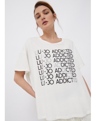 Eco-friendly T-shirt with print white- TA2126JS003S9497