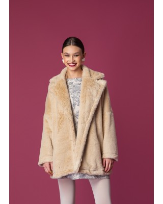 Γυναικεία μπεζ κοντή γούνα - Moutaki 24.06.114