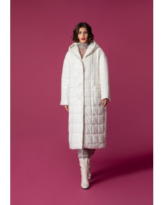 Γυναικείο μακρύ μπουφάν λευκό ιριδίζον - Moutaki 24.06.104