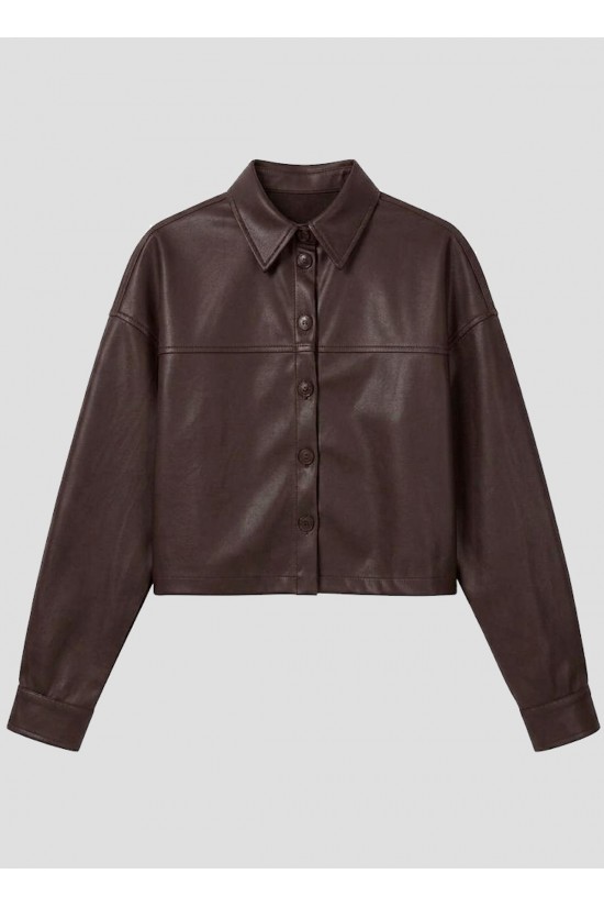 Γυναικείο cropped faux leather πουκάμισο - Moutaki 26.09.130