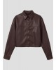 Γυναικείο cropped faux leather πουκάμισο - Moutaki 26.09.130