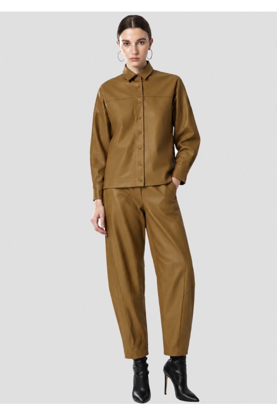 Γυναικείο cropped faux leather πουκάμισο - Moutaki 26.09.130
