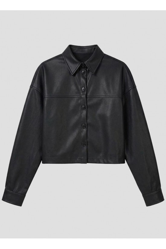 Γυναικείο cropped faux leather πουκάμισο - Moutaki 26.09.130