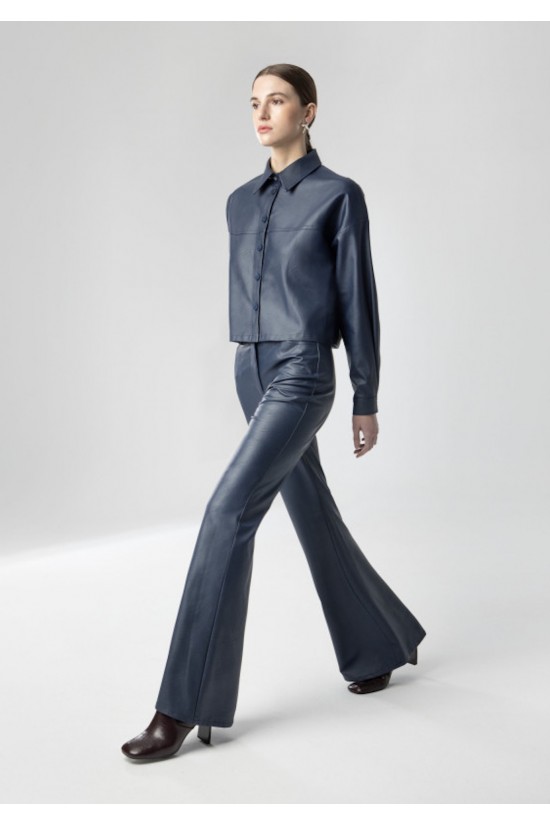 Γυναικείο cropped faux leather πουκάμισο - Moutaki 26.09.130