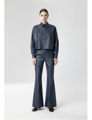 Γυναικείο cropped faux leather πουκάμισο - Moutaki 26.09.130
