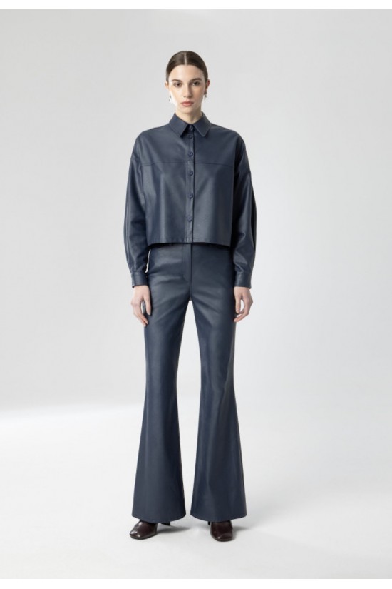 Γυναικείο cropped faux leather πουκάμισο - Moutaki 26.09.130