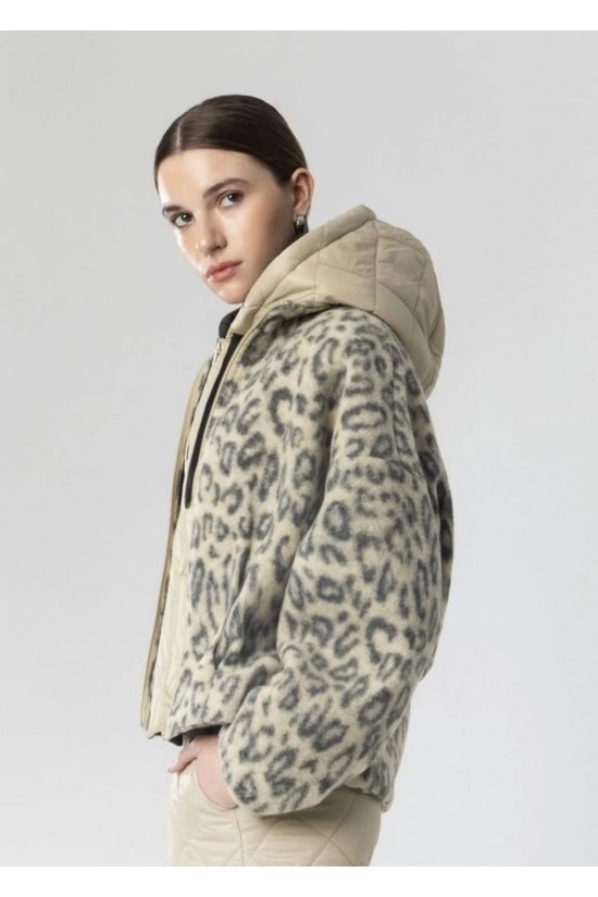 Γυναικείο faux fur jacket λεοπάρ - Moutaki 26.06.153 Γυναικείο faux fur jacket λεοπάρ - Moutaki 26.06.153