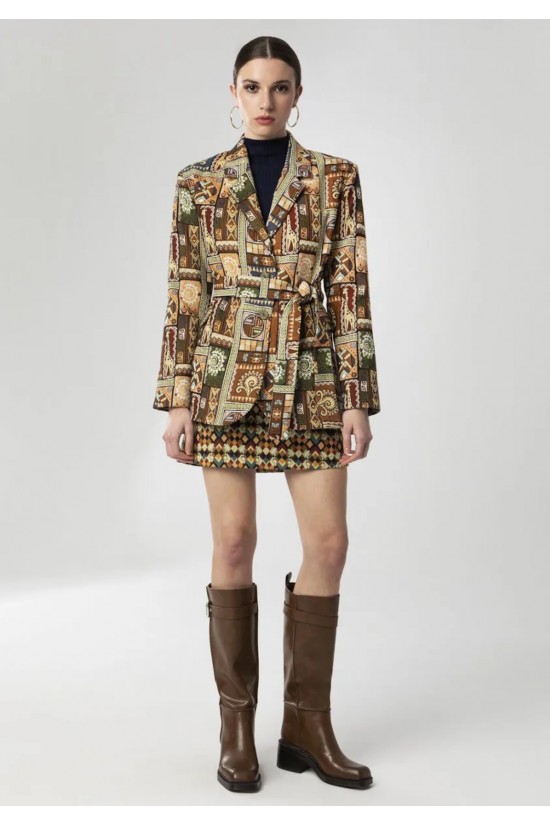 Γυναικείο oversized σακάκι με ethnic print - Moutaki 26.06.147 Γυναικείο oversized σακάκι με ethnic print - Moutaki 26.06.147