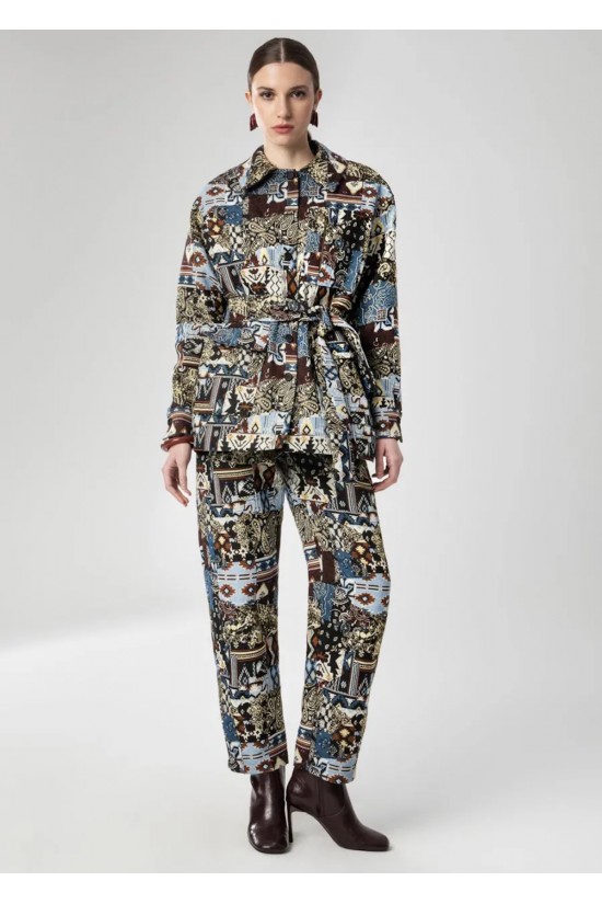 Γυναικείο oversized σακάκι με ethinc print - Moutaki 26.06.148 Γυναικείο oversized σακάκι με ethinc print - Moutaki 26.06.148