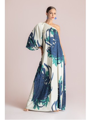 Γυναικείο μάξι εμπριμέ φόρεμα με έναν ώμο - Moutaki 26.07.86