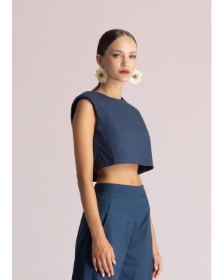 Γυναικεία αμάνικη cropped μπλούζα - Moutaki 26.01.56