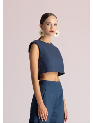 Γυναικεία αμάνικη cropped μπλούζα - Moutaki 26.01.56