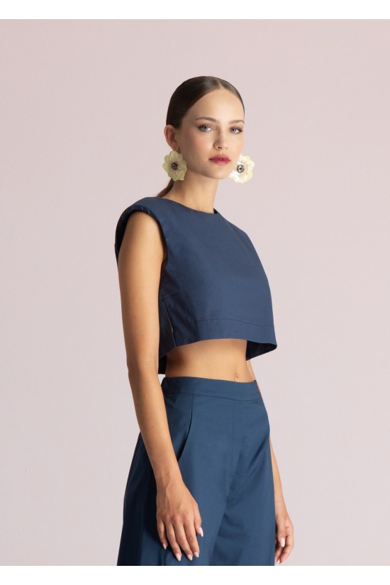 Γυναικεία αμάνικη cropped μπλούζα - Moutaki 26.01.56