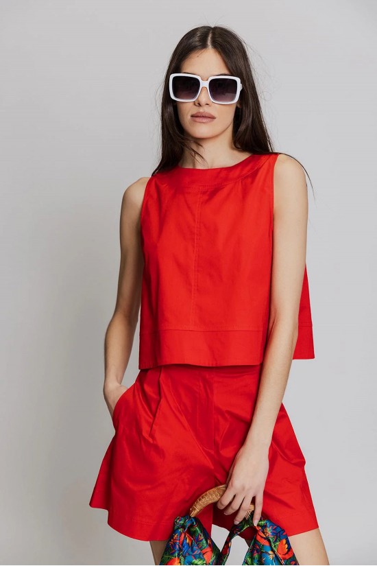 Γυναικεία cropped αμάνικη μπλούζα - Moutaki 26.01.36