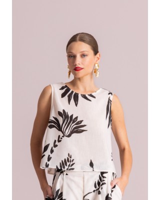 Γυναικεία εκρού μπλούζα με print - Moutaki 26.01.28