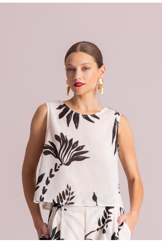 Γυναικεία εκρού μπλούζα με print - Moutaki 26.01.28
