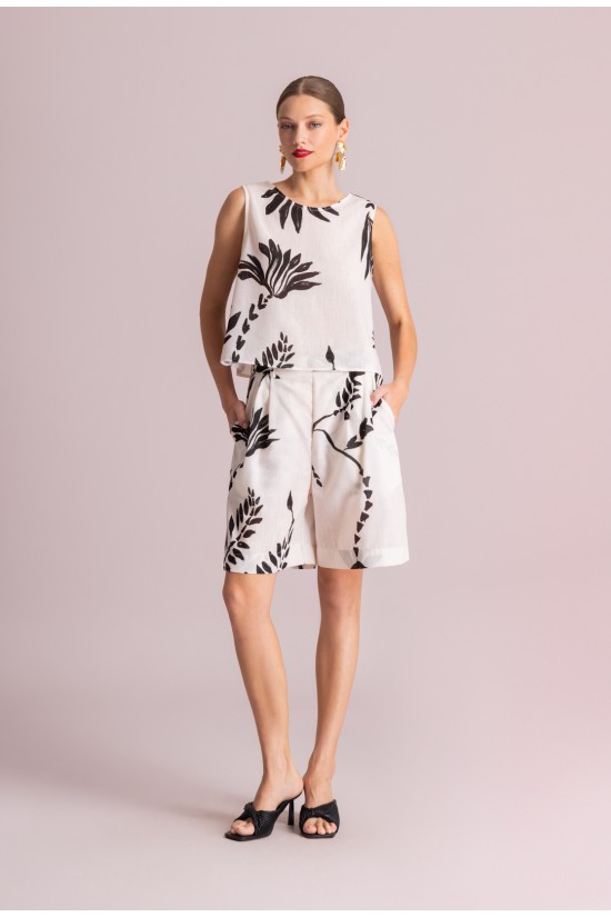 Γυναικεία εκρού μπλούζα με print - Moutaki 26.01.28